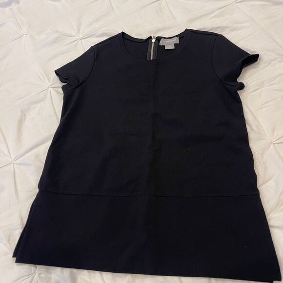 Liz Claiborne Studio Black Short Sleeve Top with Half Zip Back Size Small - Picture 1 of 8
